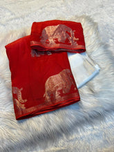 Load image into Gallery viewer, Splendorous Party Wear White n Red Colour Pure Soft Viscose Silk Zari Work Fancy Designer Saree With Blouse