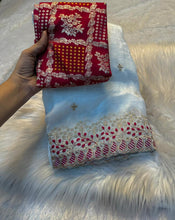 Load image into Gallery viewer, Divine Wedding Wear Off White Color Soft Crush Silk Embroidery n Cut Work Fancy Designer Saree With Blouse Piece