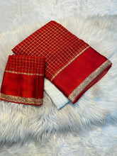 Load image into Gallery viewer, Adorning Party Wear White n Red Colour Pure Soft Viscose Silk Satin Border Work Saree With Blissful Blouse Piece