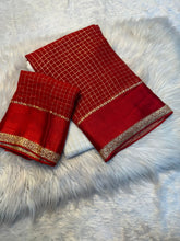 Load image into Gallery viewer, Adorning Party Wear White n Red Colour Pure Soft Viscose Silk Satin Border Work Saree With Blissful Blouse Piece