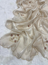 Load image into Gallery viewer, Entrancing Party Wear Golden Colour Fendy Satin Silk Handwork Fancy Designer Saree For Wedding