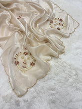 Load image into Gallery viewer, Entrancing Party Wear Golden Colour Fendy Satin Silk Handwork Fancy Designer Saree For Wedding