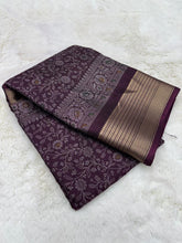 Load image into Gallery viewer, Splendiferous Festive Wear Soft Dola Silk Kalamkari Print With Jacquard Zari Border Fancy Designer Saree