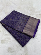 Load image into Gallery viewer, Splendiferous Festive Wear Soft Dola Silk Kalamkari Print With Jacquard Zari Border Fancy Designer Saree