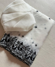 Load image into Gallery viewer, Prominent Party Wear Fendy Crush Silk Embroidery n Cutwork Border Fancy Designer Saree