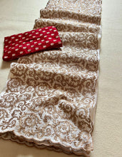 Load image into Gallery viewer, Trendy Off White Color Fendy Crush Silk Embroidery n Cut Work Saree With Marvellous Blouse Piece