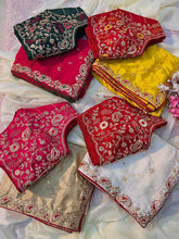 Load image into Gallery viewer, Lassitude Festive Wear Chinon Silk Sequence n Thread Work Fancy Designer Saree With Contrast Stitched Blouse