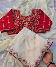 Load image into Gallery viewer, Lassitude Festive Wear Chinon Silk Sequence n Thread Work Fancy Designer Saree With Contrast Stitched Blouse