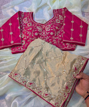 Load image into Gallery viewer, Lassitude Festive Wear Chinon Silk Sequence n Thread Work Fancy Designer Saree With Contrast Stitched Blouse