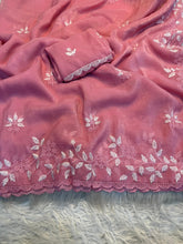 Load image into Gallery viewer, Concentrating Party Wear Shimmer Georgette Thread Work Leaf Design Fancy Saree With Blouse Piece