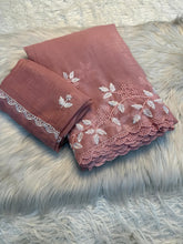 Load image into Gallery viewer, Concentrating Party Wear Shimmer Georgette Thread Work Leaf Design Fancy Saree With Blouse Piece