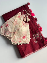 Load image into Gallery viewer, Scrupulous Function Wear Chanderi Cotton Embroidery n Tussels Work Fancy Designer Saree With Stitched Blouse