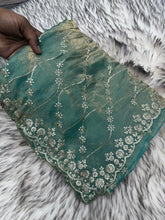 Load image into Gallery viewer, Glamorous Party Wear Fendy Satin Silk Sequence n Stunning Cut Work Fancy Saree With Adorned Blouse Piece