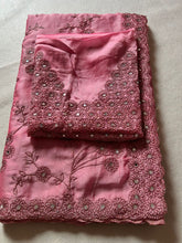 Load image into Gallery viewer, Regal Festive Wear Rangoli Silk Embroidery n Sparkling Real Mirror Work Fancy Designer Saree With Blouse Piece