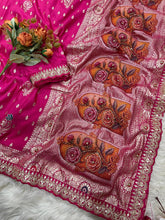 Load image into Gallery viewer, Contemporary Party Wear Dola Silk Thread n Embroidery Work Lace Border Rich Pallu Saree For Wedding