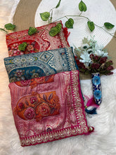 Load image into Gallery viewer, Contemporary Party Wear Dola Silk Thread n Embroidery Work Lace Border Rich Pallu Saree For Wedding