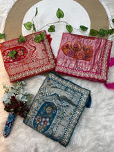 Load image into Gallery viewer, Contemporary Party Wear Dola Silk Thread n Embroidery Work Lace Border Rich Pallu Saree For Wedding