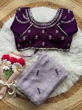 Load image into Gallery viewer, Marvellous Function Wear Fendy Satin Silk Leheriya Embroidery N Sequence Work With Arco Border Saree With Contrast Stitched Blouse