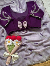 Load image into Gallery viewer, Marvellous Function Wear Fendy Satin Silk Leheriya Embroidery N Sequence Work With Arco Border Saree With Contrast Stitched Blouse