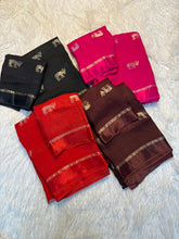 Load image into Gallery viewer, Scrupulous Function Wear Pure Soft Viscose Silk Jacquard Design n Satin Border Fancy Designer Saree With Blouse Piece
