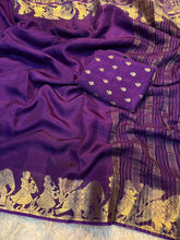 Load image into Gallery viewer, Ravishing Party Wear Pure Russian Dola Silk Jacquard Weaving Border Rich Pallu Fancy Designer Saree With Blouse Piece