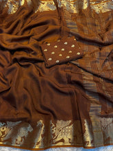 Load image into Gallery viewer, Ravishing Party Wear Pure Russian Dola Silk Jacquard Weaving Border Rich Pallu Fancy Designer Saree With Blouse Piece