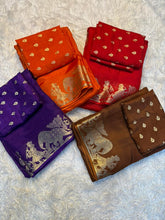 Load image into Gallery viewer, Ravishing Party Wear Pure Russian Dola Silk Jacquard Weaving Border Rich Pallu Fancy Designer Saree With Blouse Piece