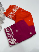 Load image into Gallery viewer, New Designer Soft Chinnon Double Shaded Heavy Embroidery n Jari Work Saree For Wedding