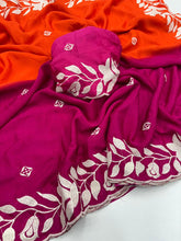 Load image into Gallery viewer, New Designer Soft Chinnon Double Shaded Heavy Embroidery n Jari Work Saree For Wedding