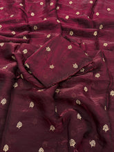 Load image into Gallery viewer, Graceful Function Wear Space Silk Leaf Design With Handwork Beads Saree Artistic Blouse Piece