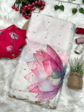 Load image into Gallery viewer, Glamorous Party Wear Pure Soft Tebby Silk Floral Prints n Cutdana Work Fancy Designer Saree With Blouse