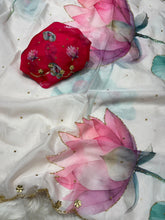 Load image into Gallery viewer, Glamorous Party Wear Pure Soft Tebby Silk Floral Prints n Cutdana Work Fancy Designer Saree With Blouse