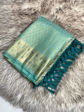 Load image into Gallery viewer, Elegant Party Wear Banarasi Silk Zari n Beautiful Siroski Work Tussel Pallu Fancy Saree With Blouse Piece