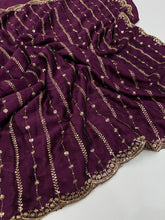 Load image into Gallery viewer, Stunning Festive Wear Rangoli Crush Silk Embriodery N Sequence Cut Work Border Fancy Designer Saree With Blouse