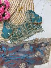 Load image into Gallery viewer, Effervescent Function Wear Chiffon Silk Heavy Embroidery n Aarco Work Traditional Saree With Stitched Blouse