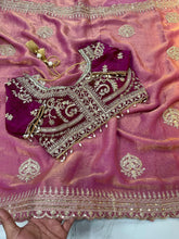 Load image into Gallery viewer, Effervescent Function Wear Chiffon Silk Heavy Embroidery n Aarco Work Traditional Saree With Stitched Blouse