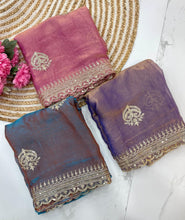 Load image into Gallery viewer, Effervescent Function Wear Chiffon Silk Heavy Embroidery n Aarco Work Traditional Saree With Stitched Blouse