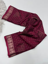 Load image into Gallery viewer, Fantabulous Party Wear Soft Dola Silk Kalamkari Print Mangalkari Zari Border Fancy Designer Saree With Blouse Piece