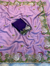 Load image into Gallery viewer, Exquisite Wedding Wear Soft Crunchy Silk Full Multi Sequence Work Fancy Designer Saree With Contrast Blouse Piece