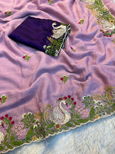 Load image into Gallery viewer, Exquisite Wedding Wear Soft Crunchy Silk Full Multi Sequence Work Fancy Designer Saree With Contrast Blouse Piece