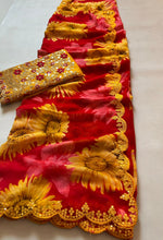 Load image into Gallery viewer, Graceful Party Wear Georgette Heavy Embroidery n Scalloped Sequence Work Border Elegant Saree With Contrast Blouse Piece