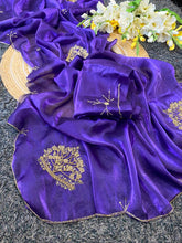 Load image into Gallery viewer, Glamorous Function Wear Satin Silk Handwork Fancy Designer Saree For Reception