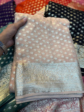 Load image into Gallery viewer, Redolent Party Wear Pure Viscose Georgette Jacquard Zari Weaving Work Fancy Designer Saree For Wedding