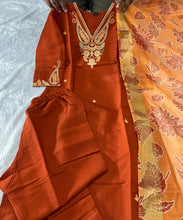 Load image into Gallery viewer, Charming Festive Wear Roman Silk Embroidery n Sequence Work Designer Straight Kurta With Trouser n Dupatta Set