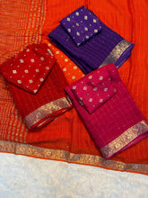 Load image into Gallery viewer, Graceful Function Wear Pure Viscose Jacquard Weaving Work Checks Design Rich Pallu Fancy Designer Saree