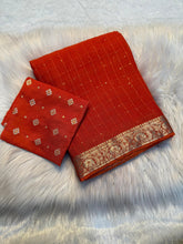 Load image into Gallery viewer, Graceful Function Wear Pure Viscose Jacquard Weaving Work Checks Design Rich Pallu Fancy Designer Saree