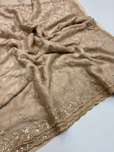 Load image into Gallery viewer, Confounding Party Wear Satin Silk Sequence n Stunning Cut Work Fancy Saree With Adorned Blouse Piece