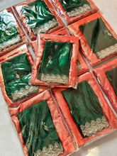 Load image into Gallery viewer, Opulent Wedding Wear Orange Colour Crunchy Chiffon Crush Silk Sequence Work Fancy Desginer Saree With Contrast Blouse Piece