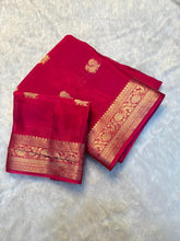 Load image into Gallery viewer, Admirable Wedding Wear Pure Soft Viscose Crepe Silk Jacquard Weaving Zari Work Fancy Designer Saree With Blouse