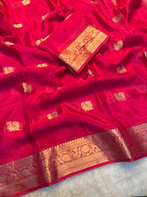 Load image into Gallery viewer, Admirable Wedding Wear Pure Soft Viscose Crepe Silk Jacquard Weaving Zari Work Fancy Designer Saree With Blouse